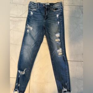 Classic Blue Distressed Women's Skinny Jeans